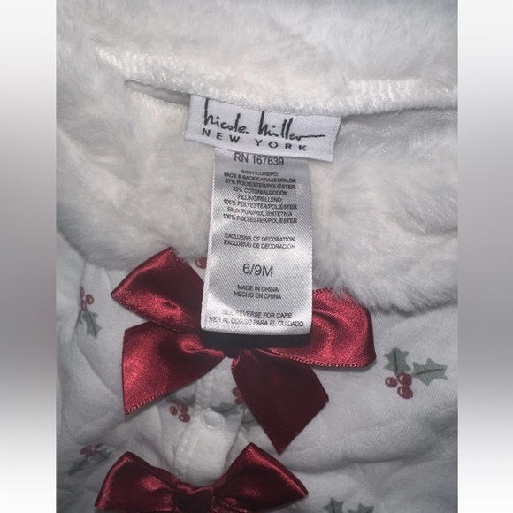 Nicole Miller Baby Infant Quilted Sleeper Fur Trim Sz 6-9 Months Footed NWT - Picture 4 of 4